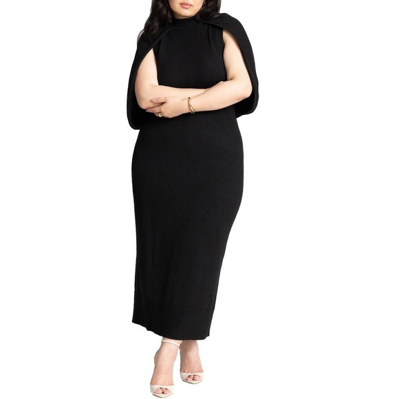 NWT Eloquii Sweater Cape Dress Mock Neck Maxi Dress Plus Size 26/28 - Picture 1 of 13